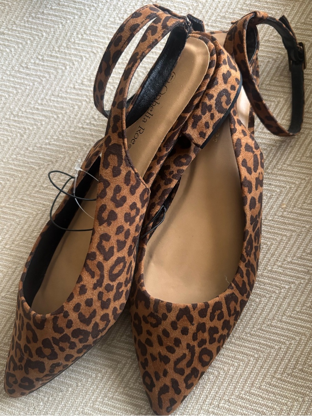 Ophelia Rose Leopard-Print Pointed Slingback Flats in Brown - Picture 3 of 4